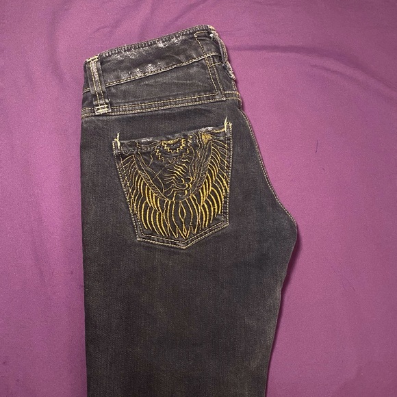 Y2k / 2000s low waisted jeans with gold sowing back pocket - Picture 4 of 4